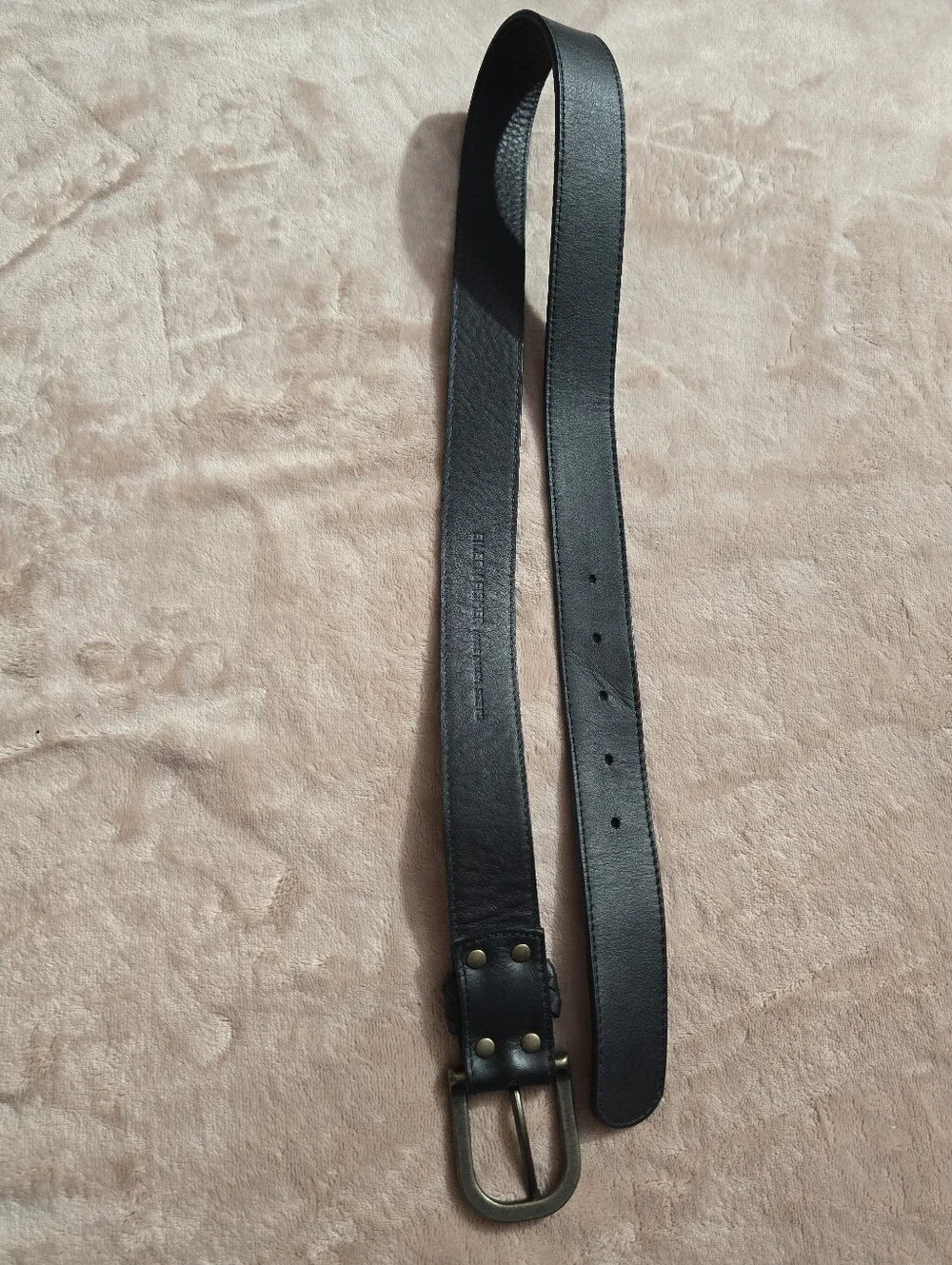 Eileen Fisher Black Leather Hoop Belt Made In USA